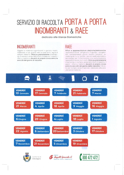 Servizio di raccolta porta a porta ingombranti e RAEE anno 2025 - utenze domestiche